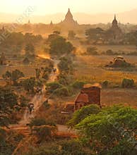 Dusty road in bagan,myanmar.