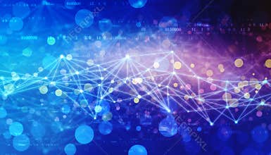 Triangular tech background with connections, Internet Connection technology background