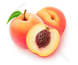 Two cut peach fruits