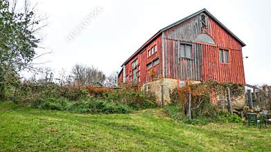 Red Barn on a Hill