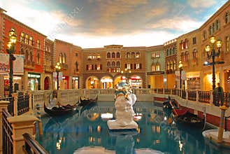 Shopping Mall in The Venetian Macao with orange color atmosphere