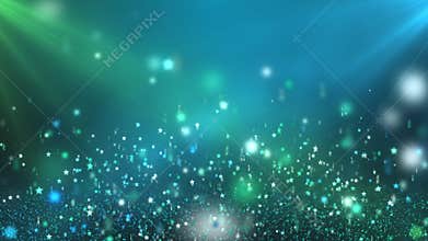 Floating Shining Stars Green and Blue Looping Motion Background