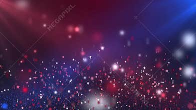Floating Shining Stars Red and Blue Looping Motion Background