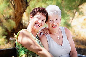 Beautiful senior mother and daughter