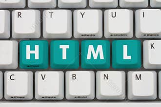 Computer coding with HTML on keyboard