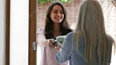 Young Female Neighbor Helping Senior Woman