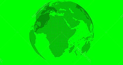 Transparent globe. Animated earth rotation, looping motion on green screen