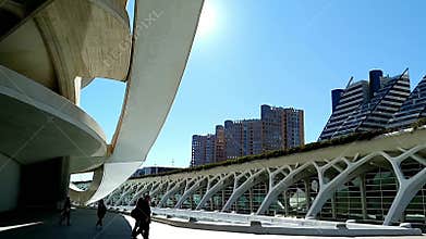 Beautiful modern architecture of the building in the complex City of Arts and Sciences in Valencia, Spain