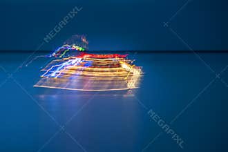 Party boat on the ocean blur