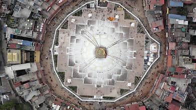 Nepal, Kathmandu. Boudhanath stupa. Aerial footage