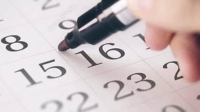 Marked the sixteenth 16 day of a month in the calendar transforms into SAVE THE DATE text