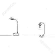 cute standing lamp and candle lamp continuous line Lamp vector. Outline set of lamp icons for web design isolated on white