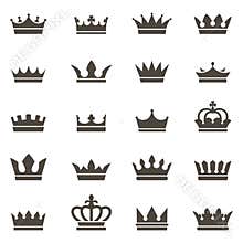 Crown icons. Queen king crowns luxury royal crowning princess tiara heraldic winner award jewel royalty monarch black