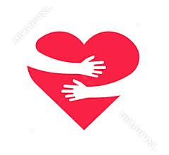 Hugging heart. Hands holding heart arm embrace love yourself child hope cardiology gift romance relationship vector