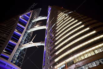 Bahrain World Trade Centre at Night, Bahrain