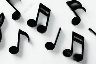 Black music notes isolated on white background