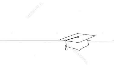Single continuous line art graduation cap. Celebration ceremony master degree academy graduate design one sketch outline