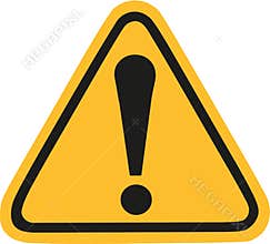 Yellow warning sign with exclamation mark