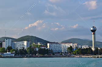 The embankment of city Tuapse in Krasnodar Krai, Russia.