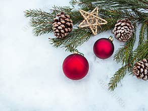Beautiful Christmas Decorations border with copy-space
