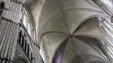 Vaults, arches and the nave of the cathedral Saint-Etienne of Bourges