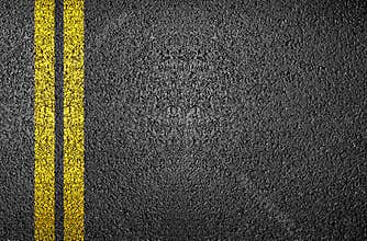Yellow line on asphalt