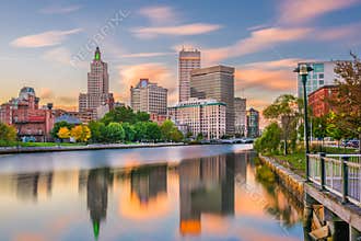 Providence, Rhode Island, USA River Skyline