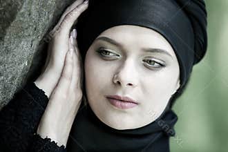 Portrait of a beautiful muslim woman. Young arabian woman in hijab