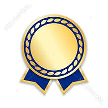 Award ribbon isolated. Gold blue design medal, label, badge, certificate. Symbol best sale, price, quality, guarantee or