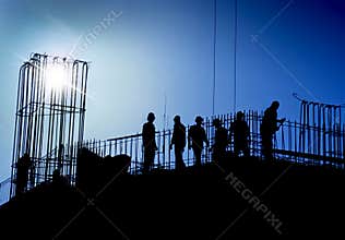 Construction site in blue