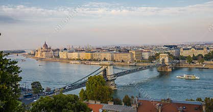 Panoramic view of Budapest and Parliament Building in Hungary in a beautiful autumn. Timelapse.
