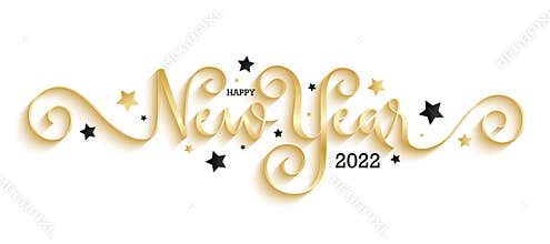 HAPPY NEW YEAR 2022 gold calligraphy banner