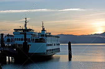 Ferry in sunrise