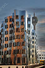 Futuristic Gehry houses in Medienhafen in DÃ¼sseldorf, germany