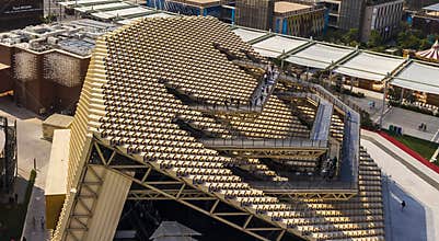 Dubai, UAE - 10.23.2021 Areal view of South Korea pavilion at EXPO 2020. Event