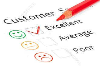 Tick placed in excellent checkbox on customer serv
