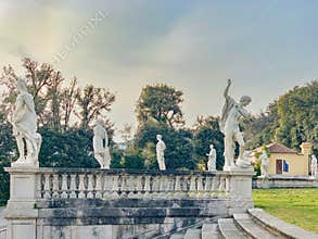 Marble statues in Caserta Royal Palace and park, Italy, Europe