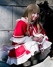 Young asian girl with cosplay looking