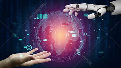 Futuristic robot artificial intelligence revolutionary AI technology concept