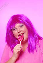 Pretty pink lollipop lady