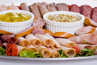 Close Up Of Cold Meat Catering Platter