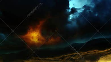 thick cumulus clouds in the sky and a thunderstorm