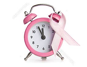 Pink Breast Cancer Ribbon and Clock
