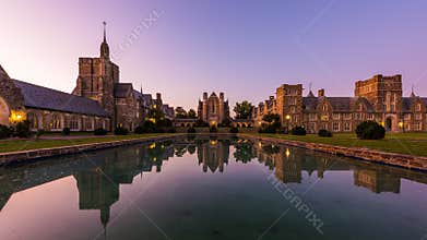 Historic campus at twilight in North Georgia