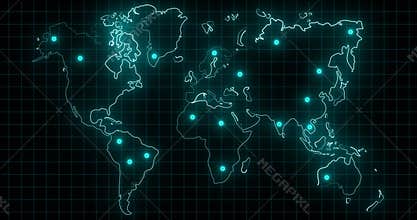 World map with global networking animation 4k footage video clip