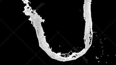 Milk stream jet on black super slow motion 1000fps