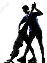 Couple woman man exercising workout