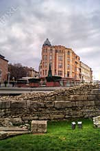 Plovdiv, Centrum square with ancient roman stadium