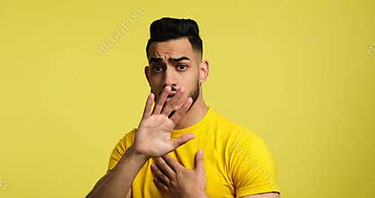 Shocked man scared and afraid