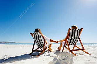 Summer relaxing beach couple